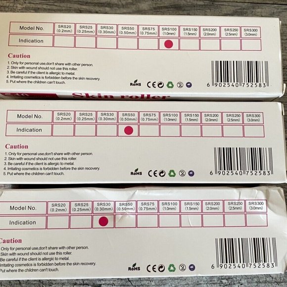 SRS Skin Roller System Skin Care 540 Needles Model VARIETY PACK OF 3 - Picture 2 of 2